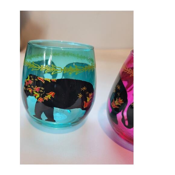 Boho Elephant Stemless Wine Glasses - Tropical Colors - Set of 4 - Picture 4 of 12